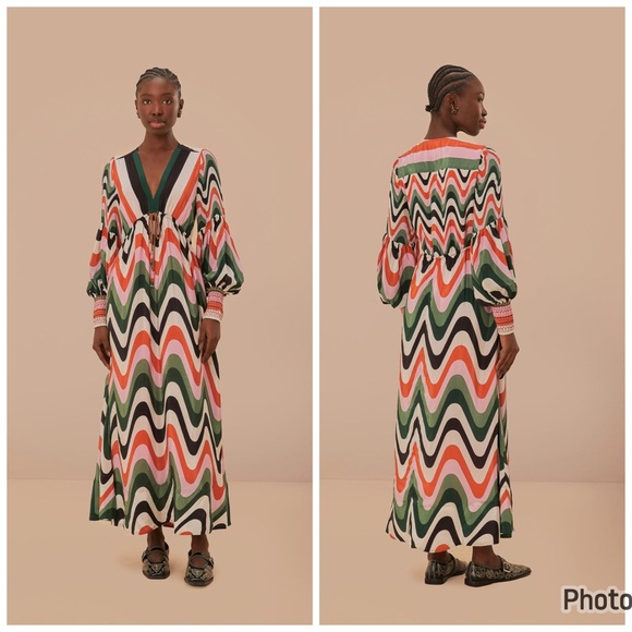 FARM Rio Wave Gradient Maxi Dress Striped Multi Size‎ Medium - Picture 1 of 9